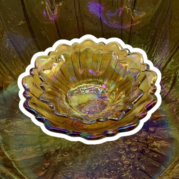 Indiana Amber Carnival Wild Rose Glass Bowl, Set of 2 - Picture 10 of 12